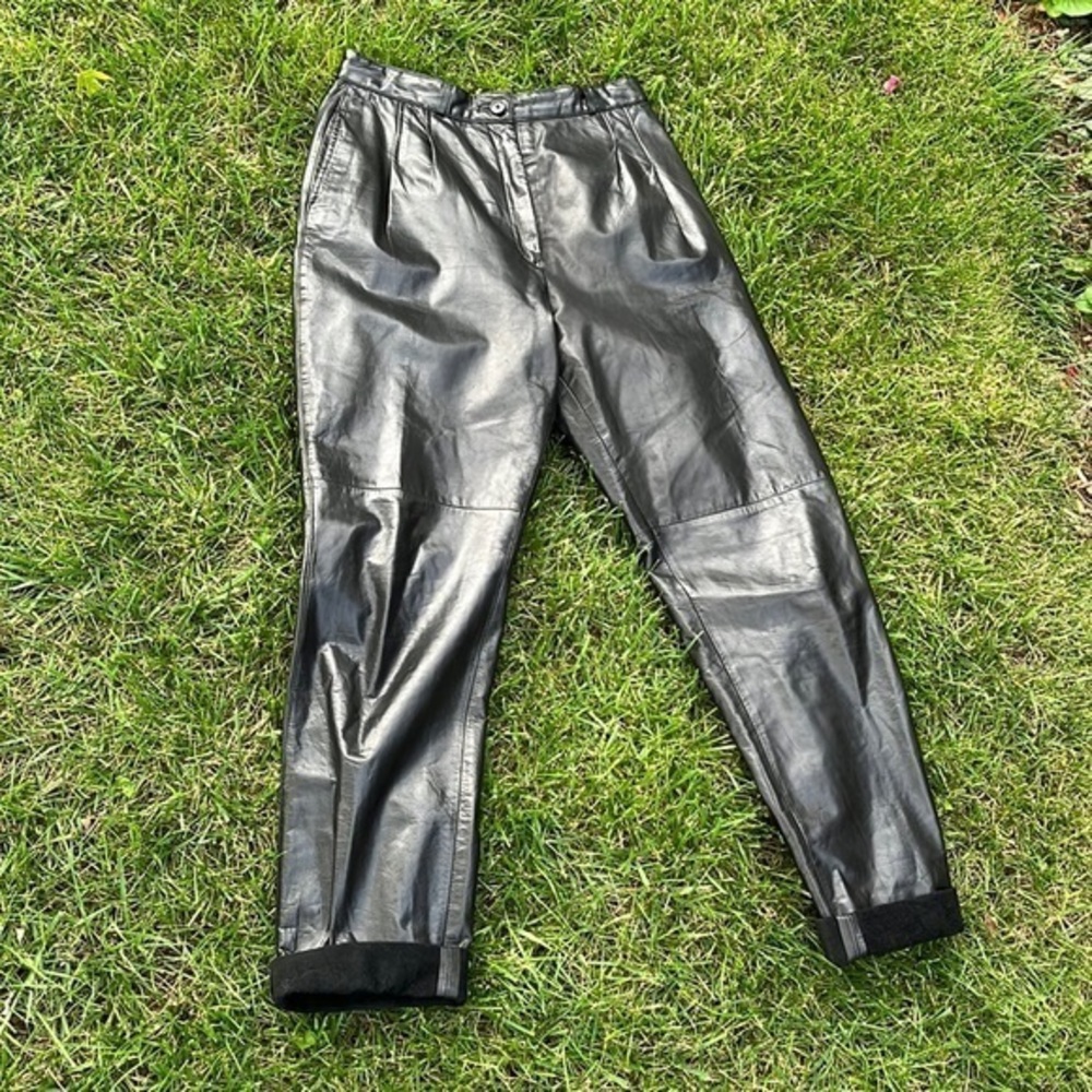 Pia Rucci pants leather‎ black pants women’s size 12 vintage